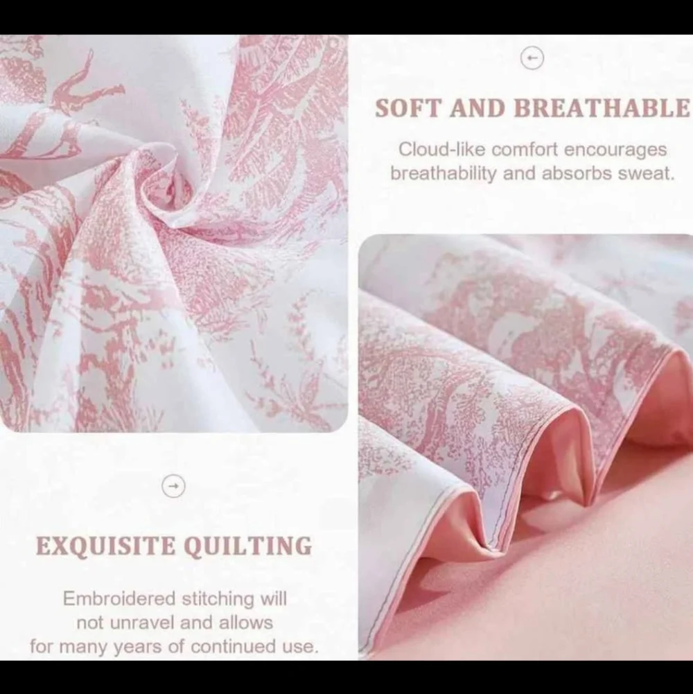 Quilt With Shams Toile Print Botanical Pink Lightweight Full/queen